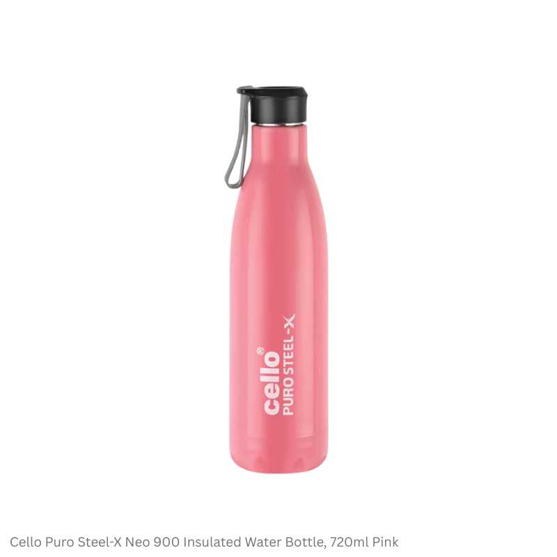 Cello Puro Steel-X Neo 900 Insulated Water Bottle, 720ml Assorted Colors