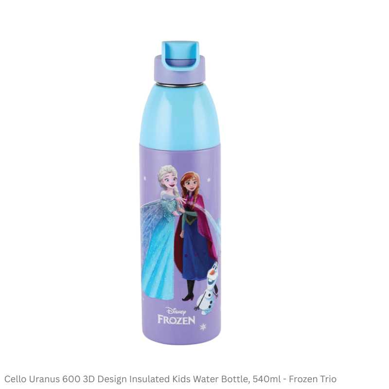 Uranus 600 3D Design Insulated Kids Water Bottle, 540ml Assorted Prints