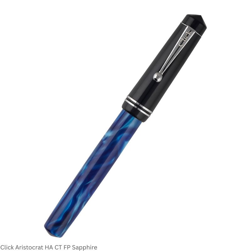 Click Aristocrat Half Acrylic Fountain Pen – Medium Nib, Chrome Trim – 3-in-1 Ink Filling System – Various Body Colours – Gift Pack