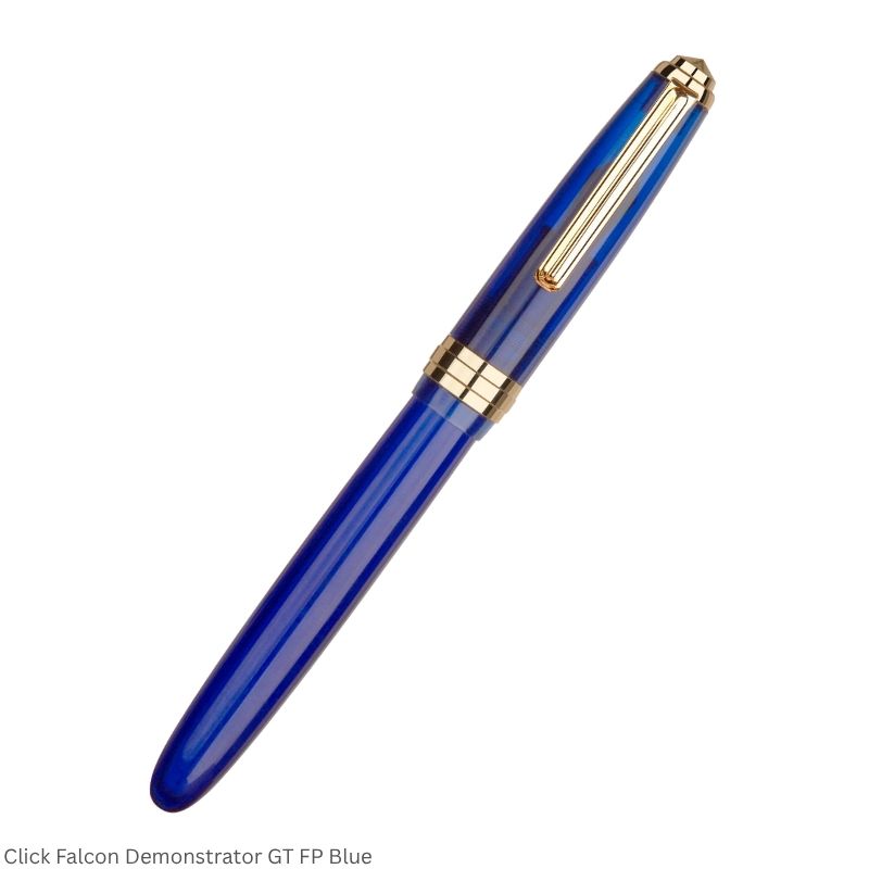Click Falcon Demonstrator Fountain Pen – Medium Nib, Golden Trim – 3-in-1 Ink Filling – Various Body Colours