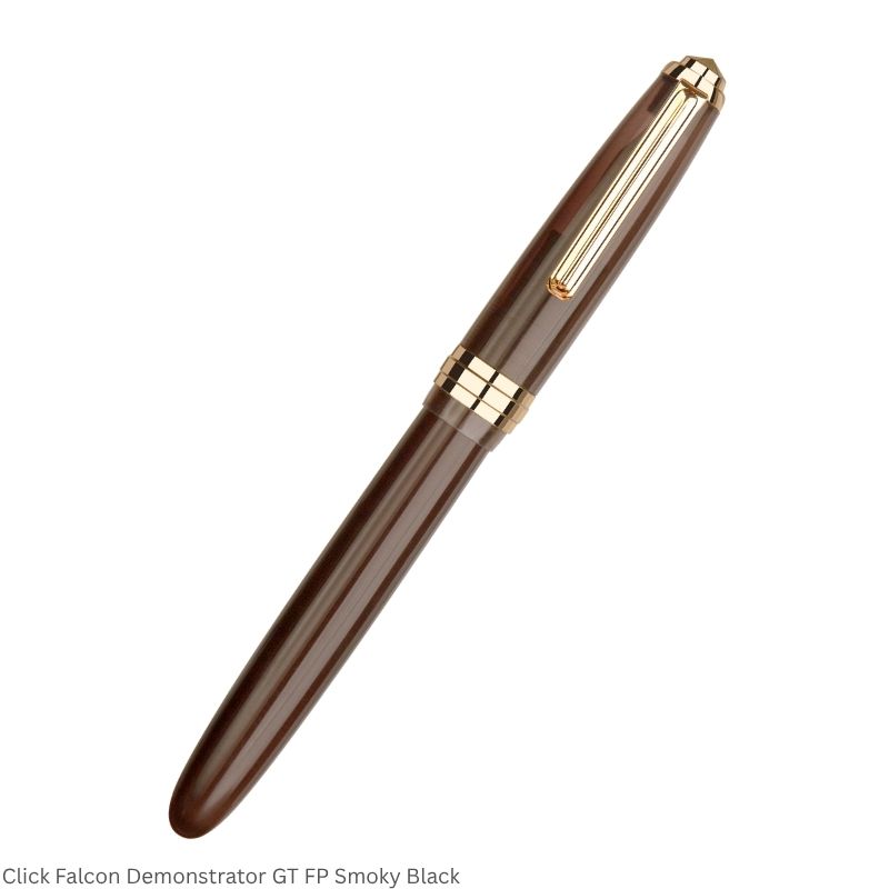 Click Falcon Demonstrator Fountain Pen – Medium Nib, Golden Trim – 3-in-1 Ink Filling – Various Body Colours