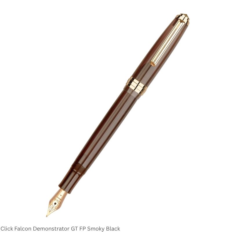 Click Falcon Demonstrator Fountain Pen – Medium Nib, Golden Trim – 3-in-1 Ink Filling – Various Body Colours