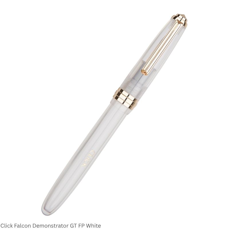 Click Falcon Demonstrator Fountain Pen – Broad Nib, Golden Trim – 3-in-1 Ink Filling – Various Body Colours