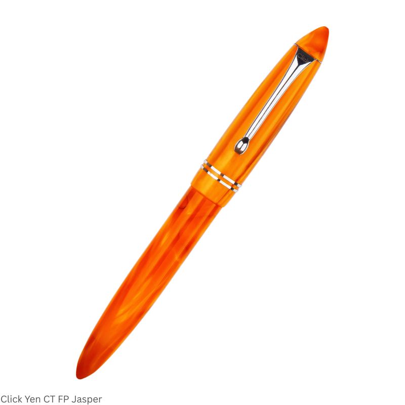Click Yen Acrylic Jasper Fountain Pen – Medium Nib, Chrome Trim – 3-in-1 Ink Filling System