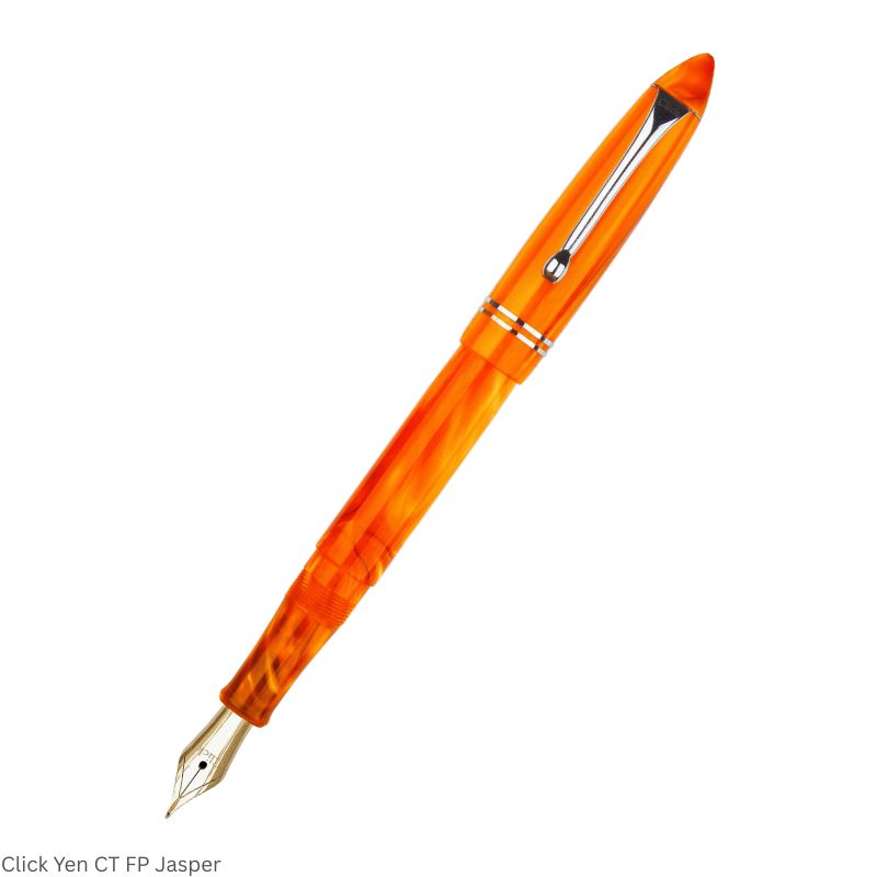 Click Yen Acrylic Jasper Fountain Pen – Medium Nib, Chrome Trim – 3-in-1 Ink Filling System