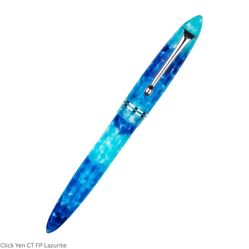 Click Yen Acrylic Lazurite Fountain Pen – Fine Nib, Chrome Trim – 3-in-1 Ink Filling System