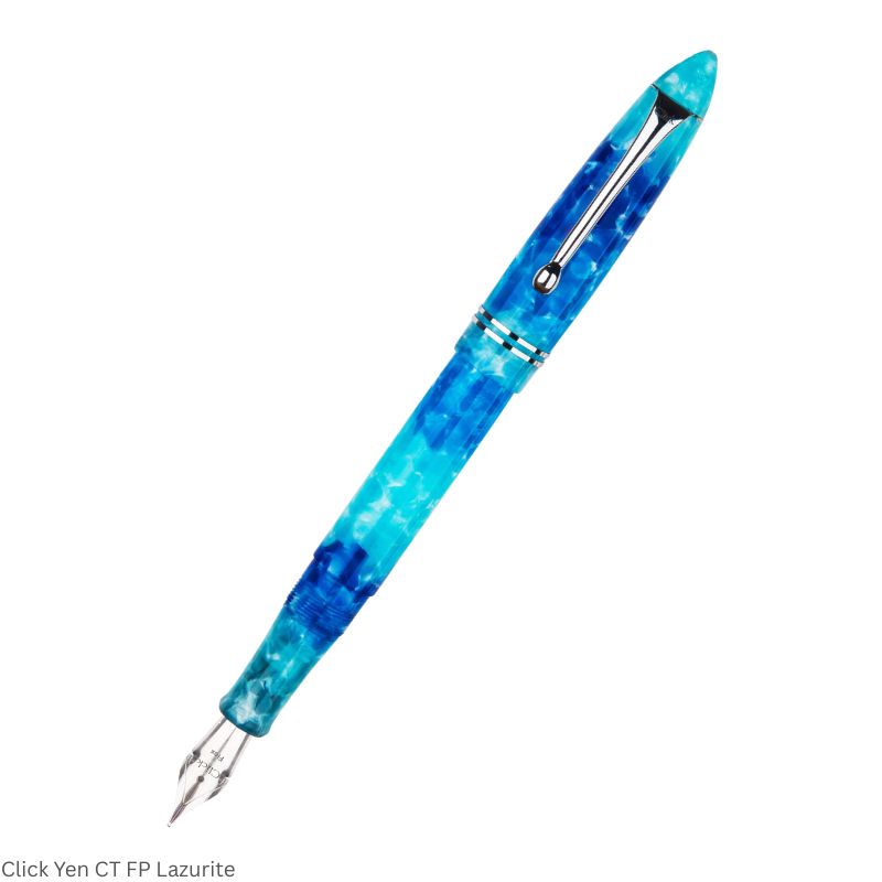Click Yen Acrylic Lazurite Fountain Pen – Fine Nib, Chrome Trim – 3-in-1 Ink Filling System