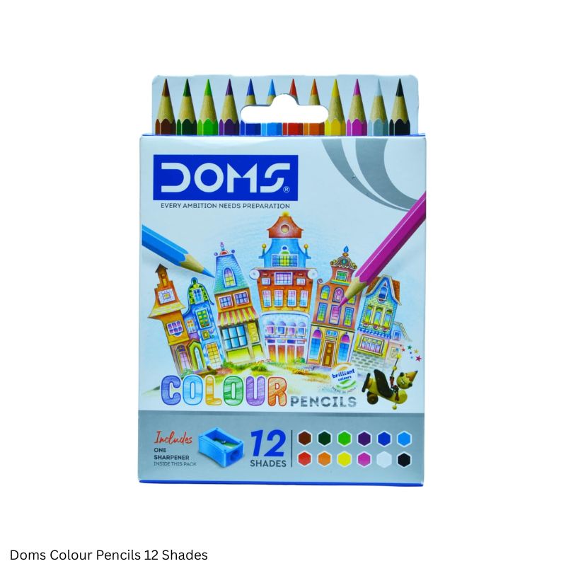DOMS Colour Pencils 12 Shades Half Size - Hexagonal Colour Pencils