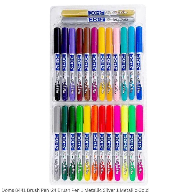 Doms 8441 Brush Pen 24 Shades 1 Metallic Silver and 1 Metallic Gold Brush Pen