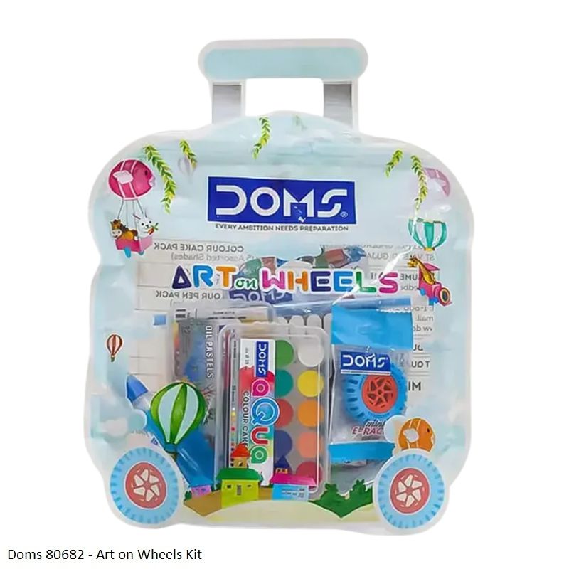 DOMS Art On Wheels Assorted Stationery Items Kit – Creative Art & School Supplies Set