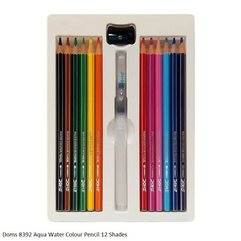 DOMS Water Colour Pencils 12 and 24 Shades - Soft Wood Hexagonal Colour Pencils