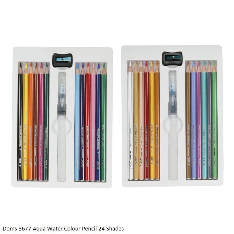 DOMS Water Colour Pencils 12 and 24 Shades - Soft Wood Hexagonal Colour Pencils