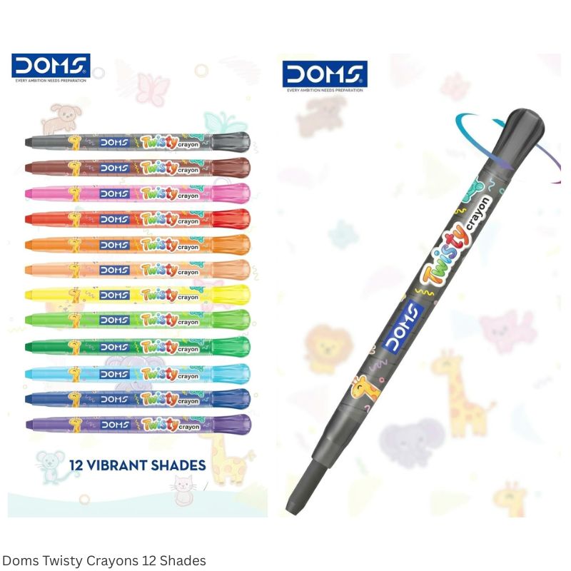 DOMS Twisty Plastic Crayons – 12 Shades with 1 Activity Book