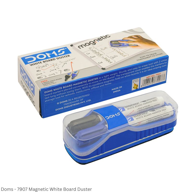 DOMS Magnetic White Board Duster with 2 White Board Markers