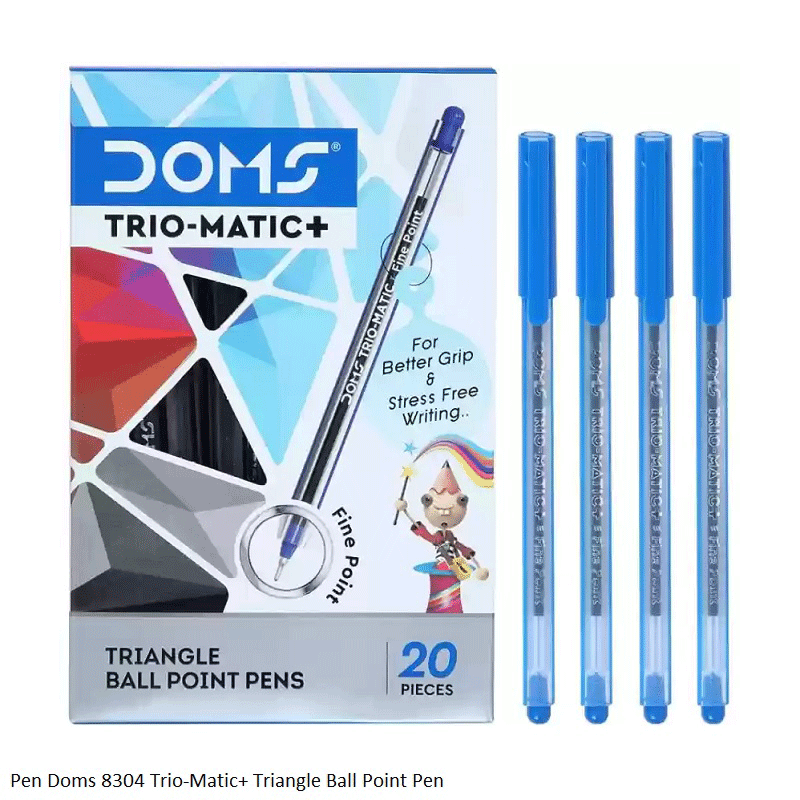 DOMS Triomatic Ball Pen in Blue, Black & Red Ink Colours with Smooth Writing experience