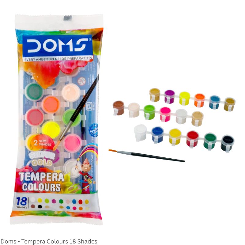Doms Tempera Colours – Available in 6, 12 & 18 Shades 3ml per Shade| Art & Craft Colours