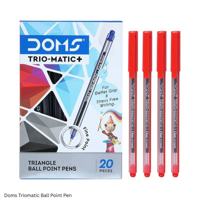 DOMS Triomatic Ball Pen in Blue, Black & Red Ink Colours with Smooth Writing experience
