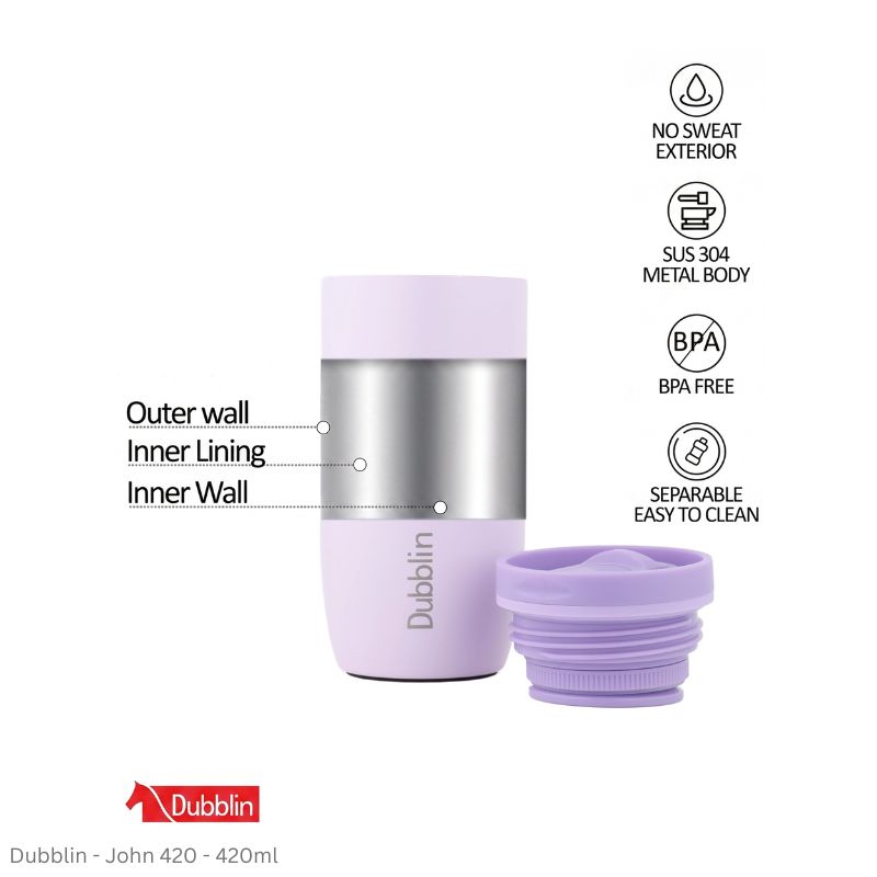 Dubblin JOHN 420 Double Walled Stainless Steel MUG 420 ML - Assorted Colors