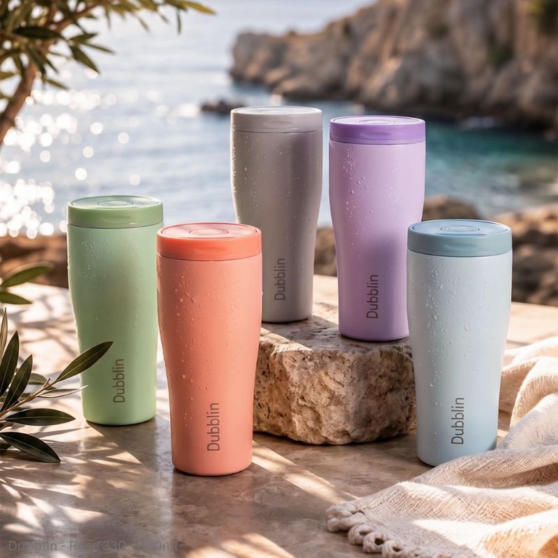 DUBBLIN ROSE 330 Stainless Steel Tea Coffee Mug Double Wall Insulated with Lid, Wide Mouth Mug 330 ML