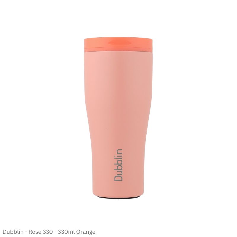 DUBBLIN ROSE 330 Stainless Steel Tea Coffee Mug Double Wall Insulated with Lid, Wide Mouth Mug 330 ML
