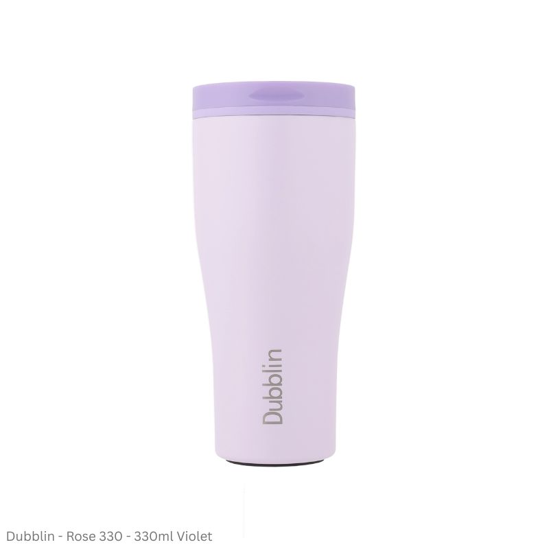 DUBBLIN ROSE 330 Stainless Steel Tea Coffee Mug Double Wall Insulated with Lid, Wide Mouth Mug 330 ML