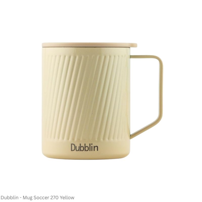 DUBBLIN Soccer Stainless Steel Tea Coffee Mug Double Wall Insulated with Handle & Lid, Wide Mouth Mug 270 ML