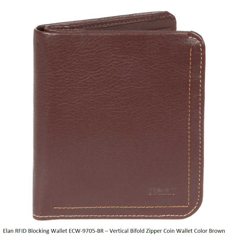 Elan Wallet ECW-9705 BL and BR - Vertical Zipper Coin Wallet – Classic Compact Organizer for Coins & Cards