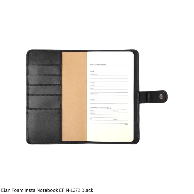 Elan Foam Insta Notebook EFIN-1372 Black - Premium Executive Notebook