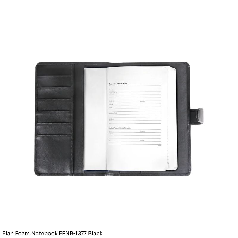 Elan Foam Notebook EFNB-1377 Black - Premium Executive Soft Cover Notebook