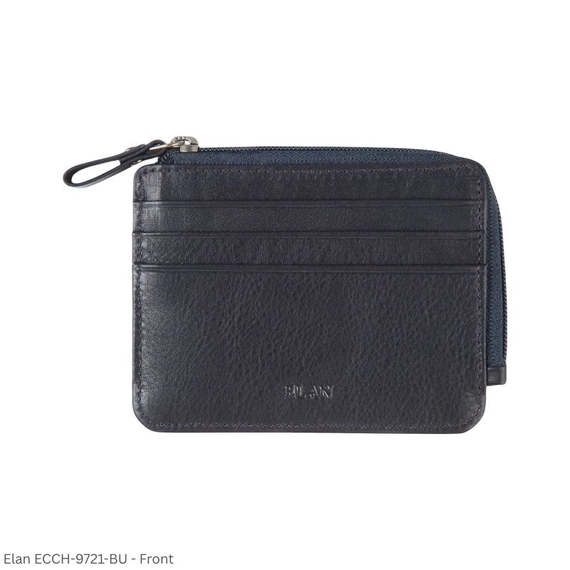 Elan Zipper Card Holder ECCH-9721 RFID Protected - Color Black, Blue and Brown