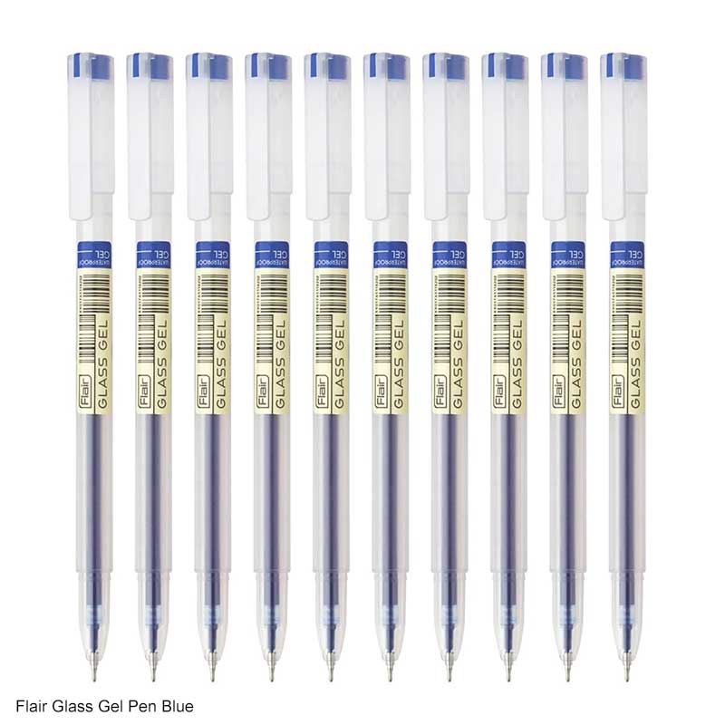 Flair Glass Gel Pen available in Black, Blue, Green and Red writing color