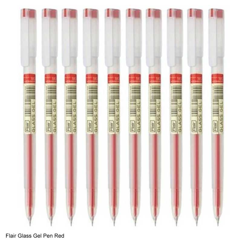 Flair Glass Gel Pen available in Black, Blue, Green and Red writing color