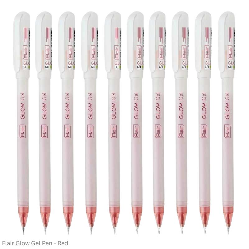 Flair Glow Gel Pen available in Black, Blue and Red writing color