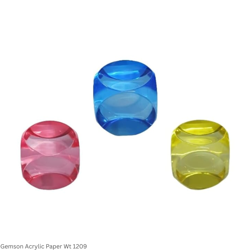Gemson 1209 Cube Transparent Acrylic Paper Weight – Assorted Colours