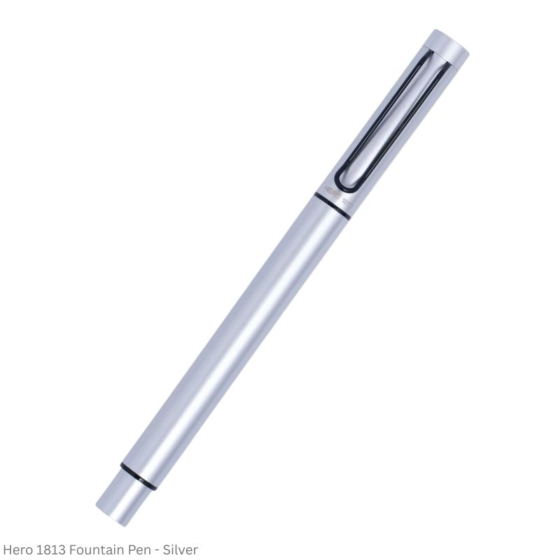 Hero Fountain Pen 1813 Fine Point Slide Converter, Silver Body