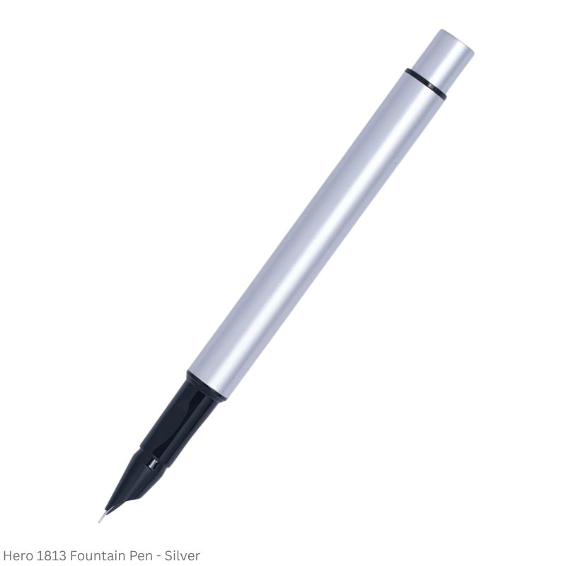 Hero Fountain Pen 1813 Fine Point Slide Converter, Silver Body
