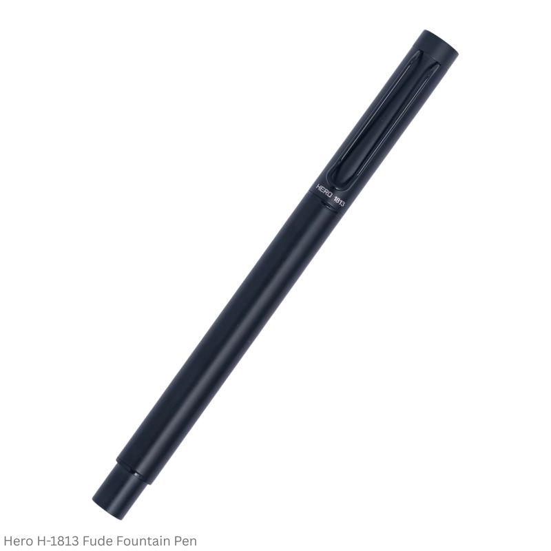 Hero Fountain Pen H-1813 Fude Nib Slide Converter, Black Body