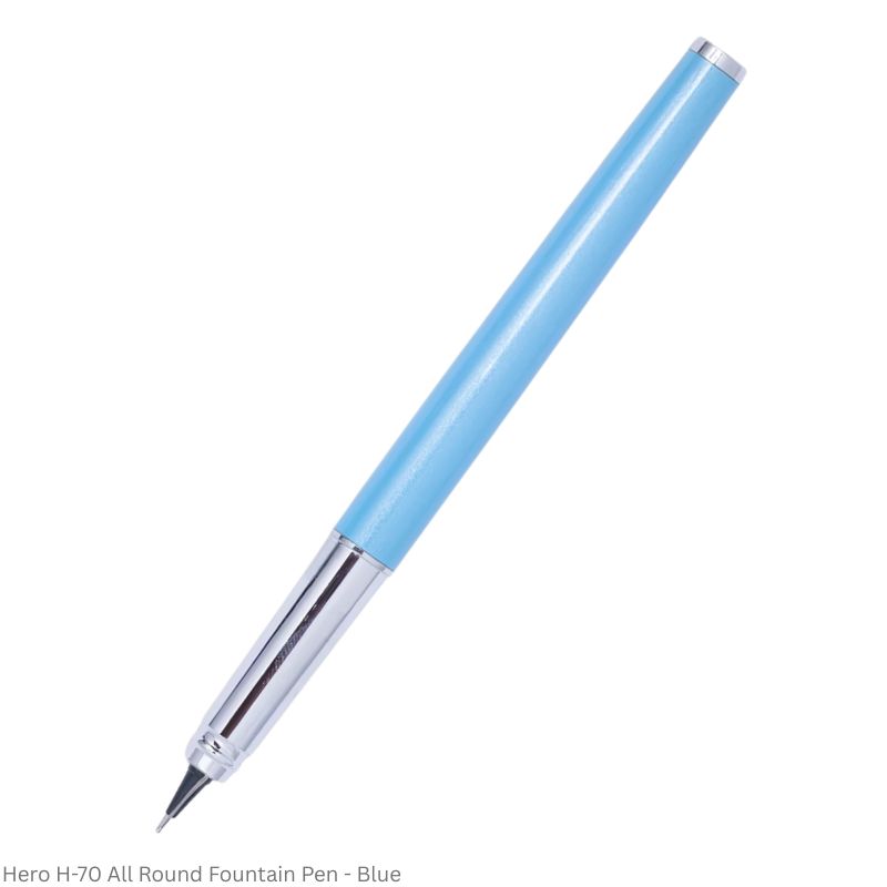 Hero Fountain Pen H-70 All Round Tip Squeeze Converter, Blue Body
