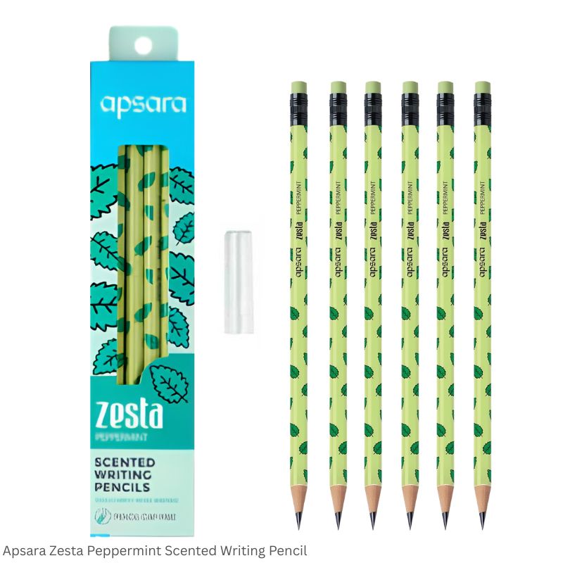 Apsara Zesta Scented Writing Pencil, Assorted Fragrance, 6Pencil per pack with Pencil Cap Free