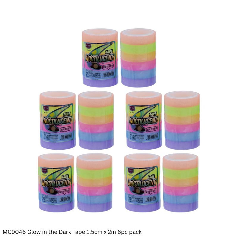 JAGS Glow in the Dark Tape MC9046 1.5cm x 2m - 6 Piece Pack - Decorative and Craft Tape