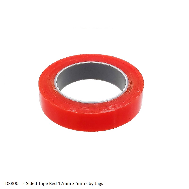 Jags Tape Double Sided Red 5 meters available in 6mm, 12mm, 18mm and 24mm width