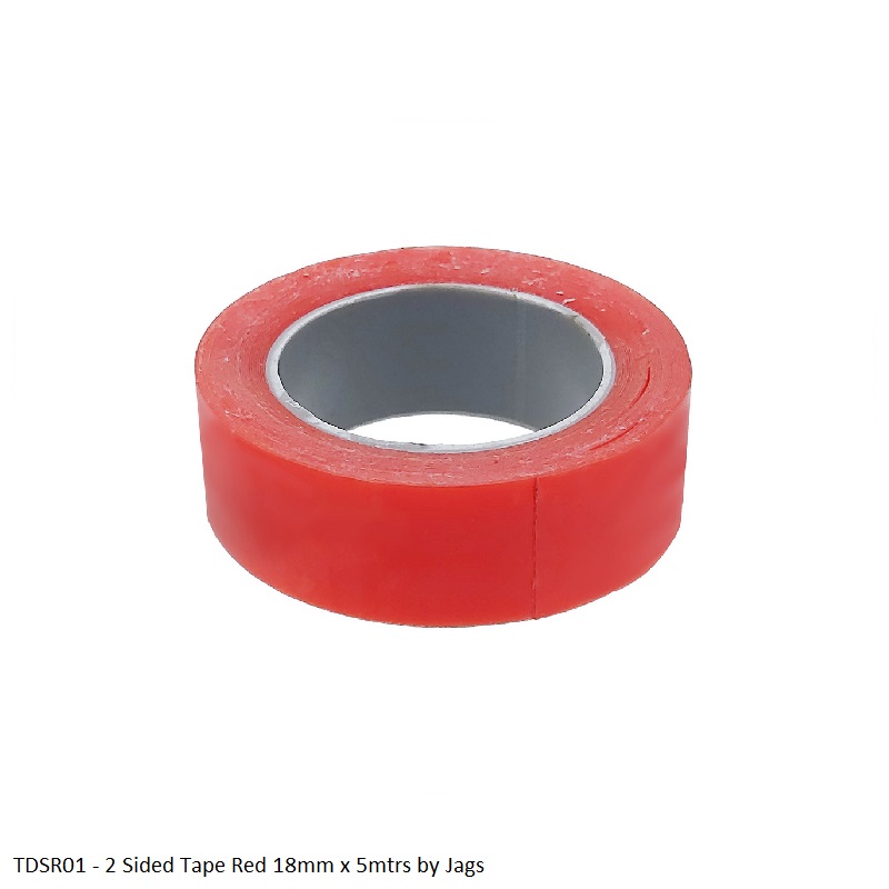 Jags Tape Double Sided Red 5 meters available in 6mm, 12mm, 18mm and 24mm width