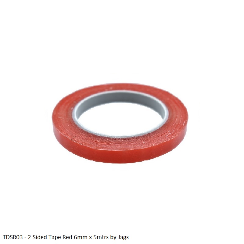 Jags Tape Double Sided Red 5 meters available in 6mm, 12mm, 18mm and 24mm width