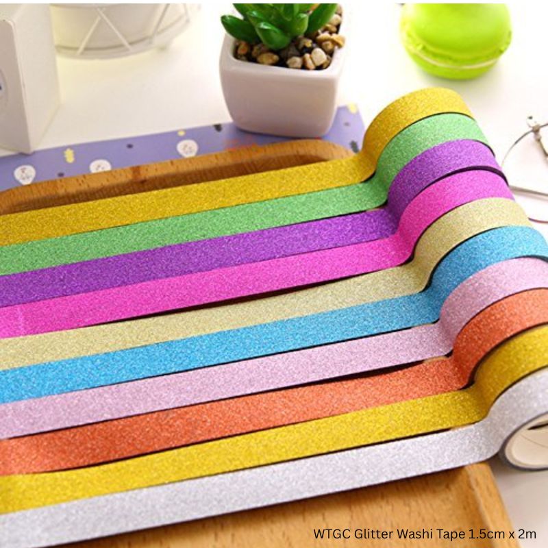 JAGS Washi Glitter Tape WTGC 1.5cm x 2m Decorative Craft Tape