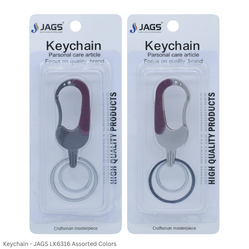 JAGS LK6316 Hook Keychain with 2 Rings - Assorted Colors