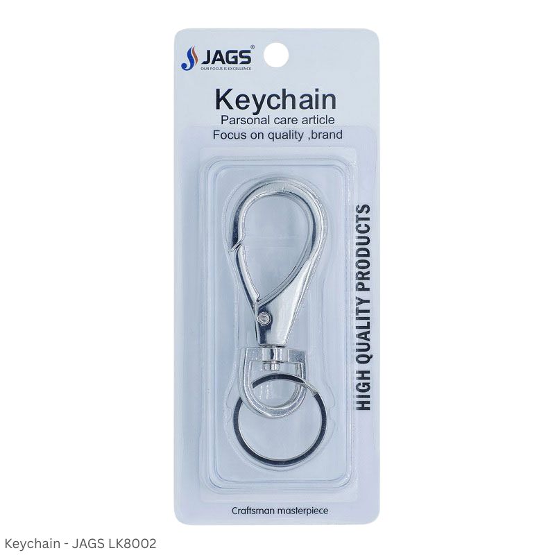 JAGS LK8002 Hook Keychain with 1 Ring - Chrome Finish