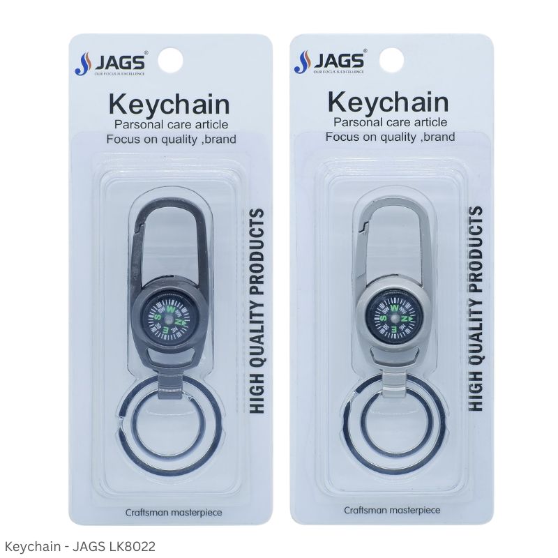 JAGS LK8022 Hook Keychain with 2 Ring and Compass - Assorted Colors