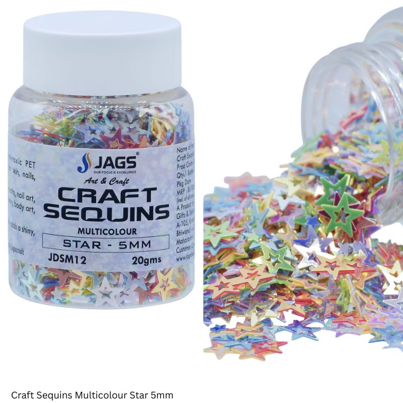 JAGS DIY Craft Sequins Multicolour 20gm Assorted Designs - Resin Art Craft Supplies