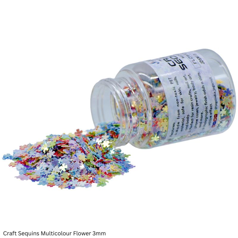 JAGS DIY Craft Sequins Multicolour 20gm Assorted Designs - Resin Art Craft Supplies