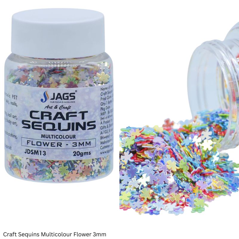 JAGS DIY Craft Sequins Multicolour 20gm Assorted Designs - Resin Art Craft Supplies